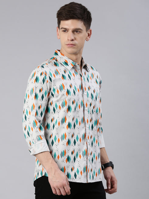 Grey Printed Full Sleeves Shirt