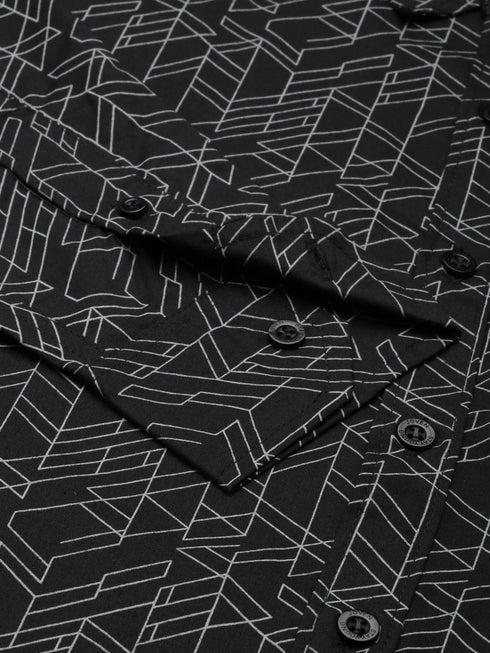 Black Printed Full Sleeves Shirt