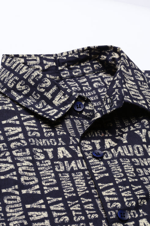 Navy Blue Printed Co-Ord Set