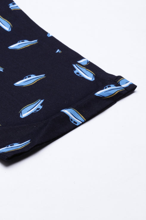 Navy Blue Printed Lounge Pant