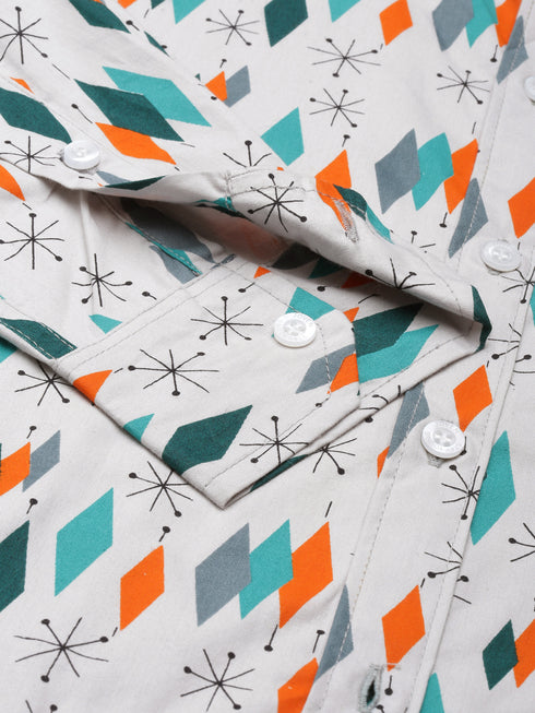 Grey Printed Full Sleeves Shirt