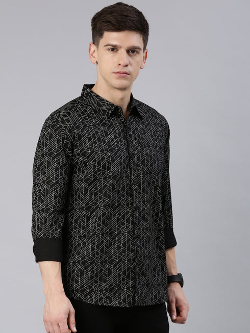 Black Printed Full Sleeves Shirt