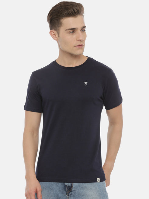 Navy Blue solid Crew Neck T-shirt