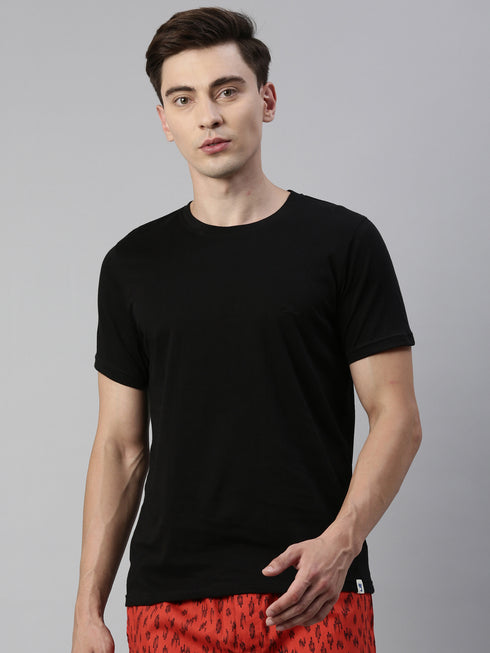 Black Solid Crew Neck T-shirt