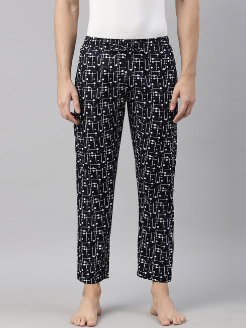 Navy Blue Printed Lounge Pant