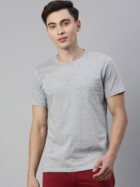 Grey Mel Solid Crew Neck T-Shirt