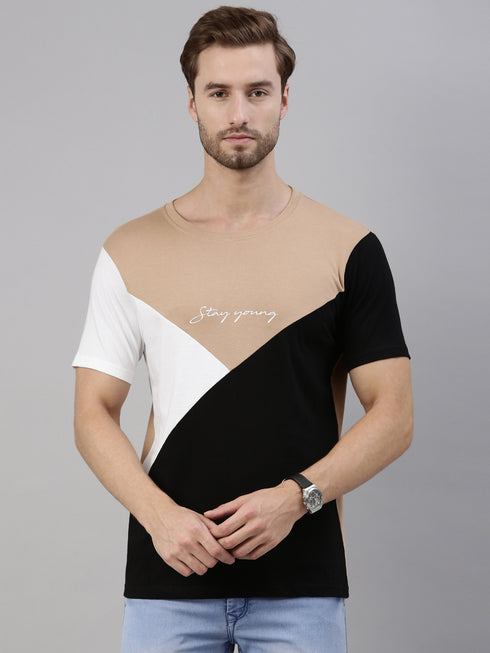 Multicolour Colourblocked Crew Neck Tshirt