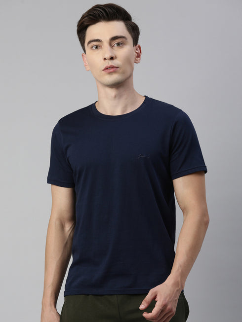 Dark Navy Blue Solid T-Shirt