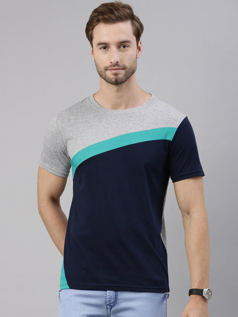 Multicolour Colourblocked Crew Neck Tshirt