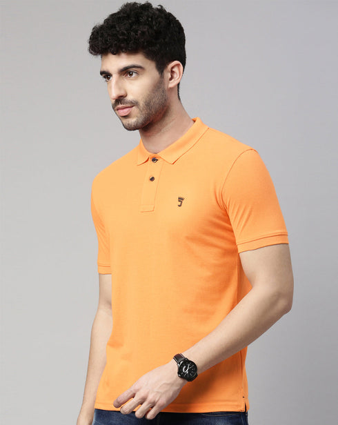 Orange Solid Polo T-shirt