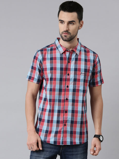 Red Checks Short Sleeves Shirt
