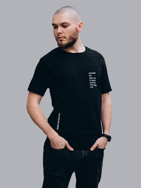 Black Solid Oversized Crew Neck T-shirt