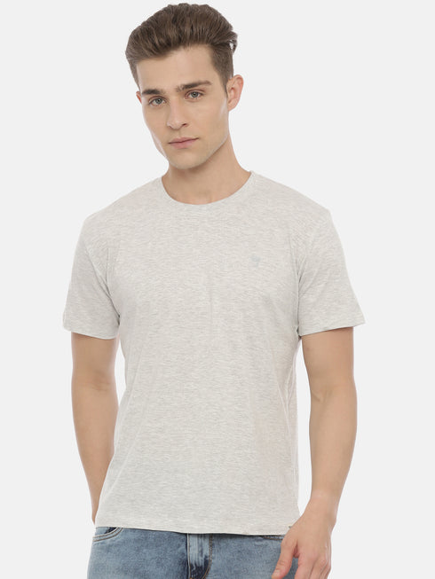 Light-Grey solid Crew Neck T-shirt