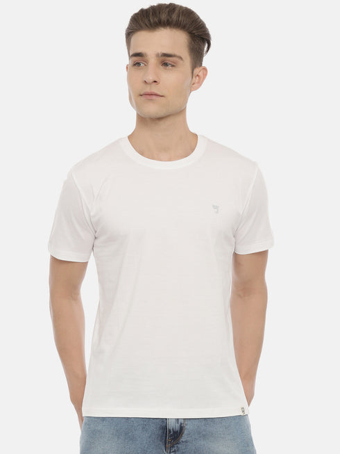 White Solid Crew Neck Tshirt