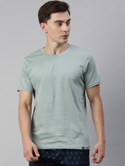 Green Solid Crew Neck T-Shirt