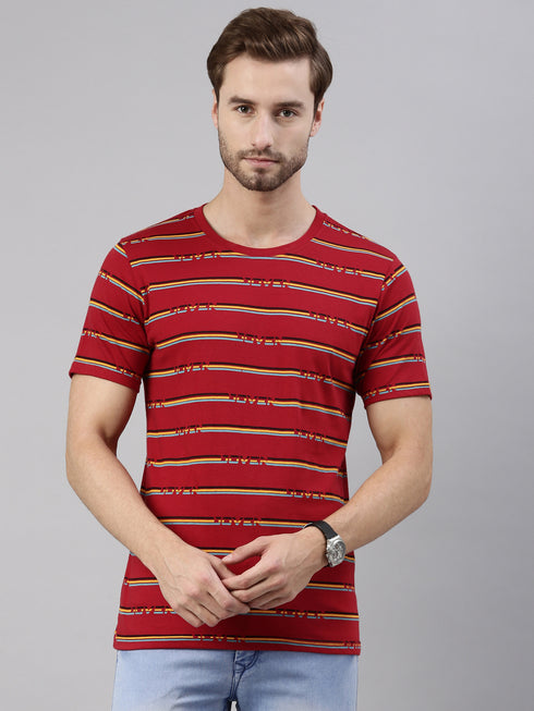 Red Printed Crew Neck Tshirt