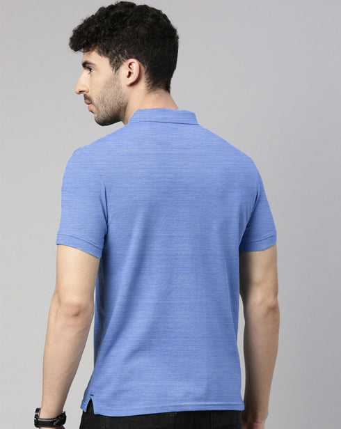 Blue Mélange Solid Polo T-shirt