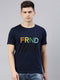 Navy Blue Printed Crew Neck Tshirt