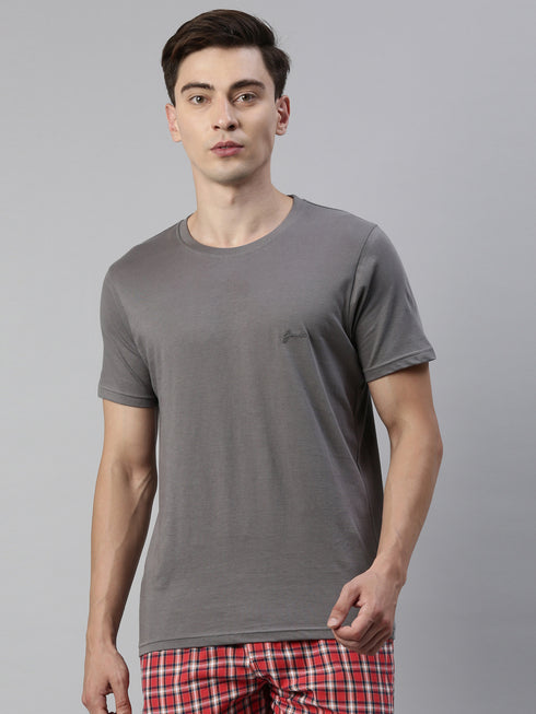 Grey Solid Crew Neck T-Shirt