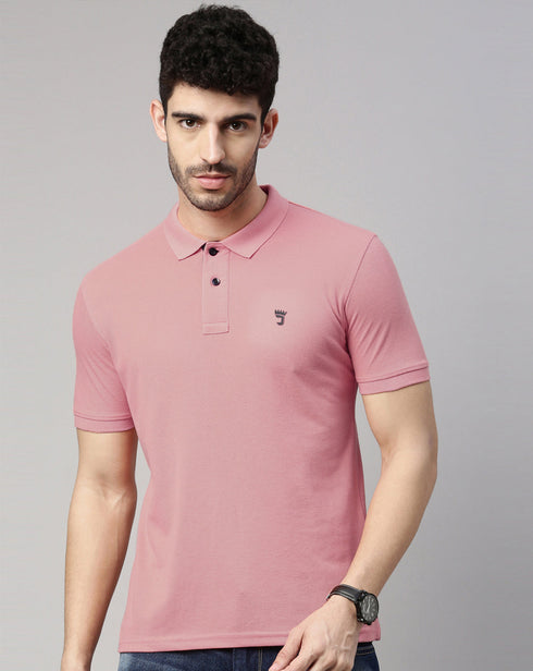 Dusty Pink Solid Polo T-shirt