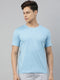 Sky Blue solid Crew Neck T-shirt