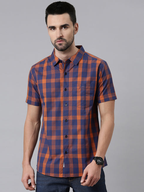 Blue Checks Short Sleeves Shirt