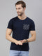 Navy Blue Printed Crew Neck Tshirt