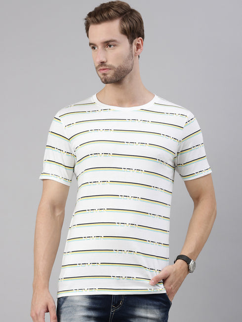 White Printed Crew Neck Tshirt