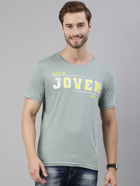 Green Printed Crew Neck Tshirt