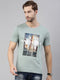 Green Printed Crew Neck Tshirt