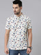 Joven Mens Slim Fit Printed Casual Shirt in Ivory Color