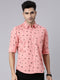 Peach Printed Full Sleeves Shirt