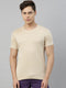 Beige solid Crew Neck T-shirt