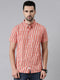 Joven Mens Slim Fit Printed Casual Shirt in Rust Orange