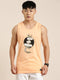 Orange Printed Crew Neck Tank Top