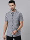 Navy Blue Checks Short Sleeves Shirt