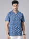 Blue Printed Short Sleeves Shirt