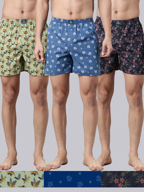 3 Pack Printed Cotton Boxers