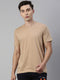 Plain Beige Short-Sleeved T-Shirt.