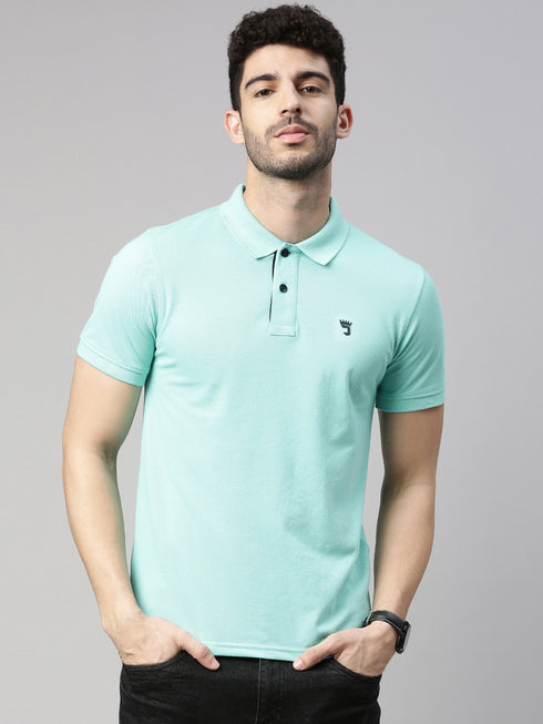Sea Green Solid Polo Tshirt