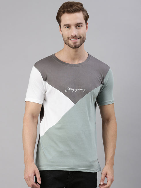 Multicolour Colourblocked Crew Neck Tshirt