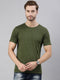 Olive Green Printed Crew Neck Tshirt