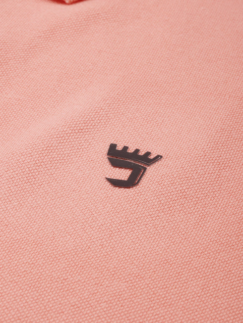 Peach Solid Polo Tshirt