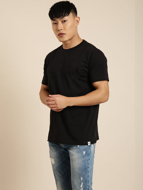 Black Printed Oversized Crew Neck T-shirt