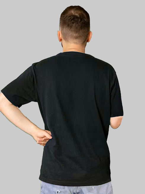 Black Solid Oversized Crew Neck T-shirt