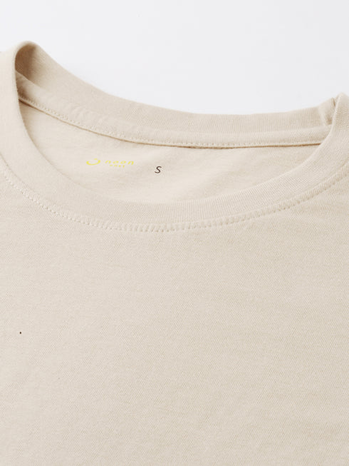 Beige solid Crew Neck T-shirt