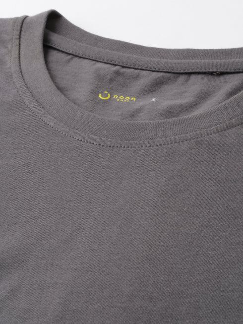 Grey solid Crew Neck T-shirt
