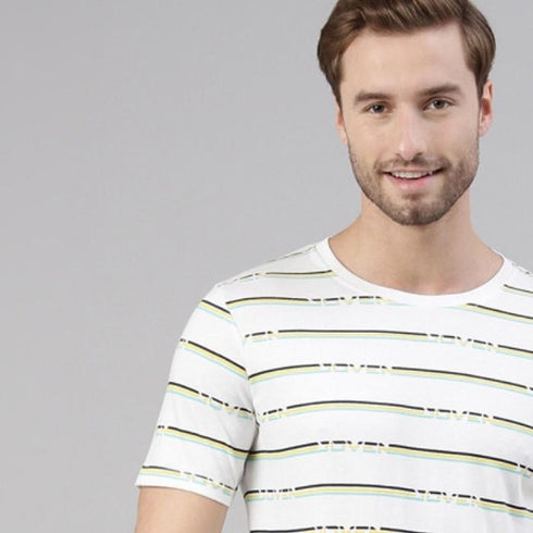 White Printed Crew Neck Tshirt