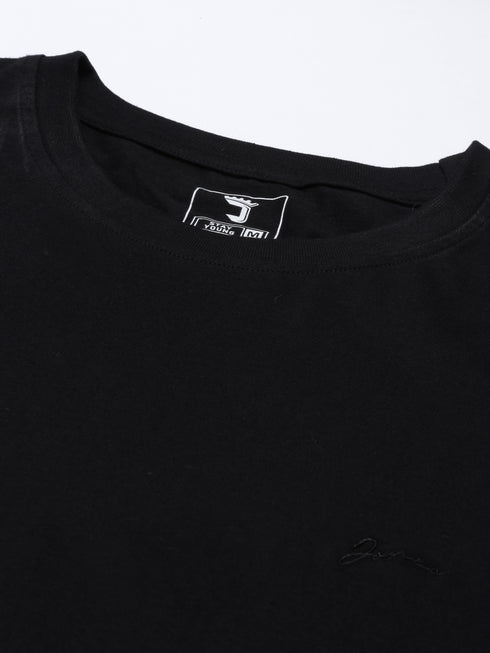 Black Solid Crew Neck T-shirt