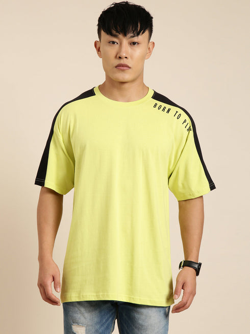 Green Printed Oversized Crew Neck T-shirt